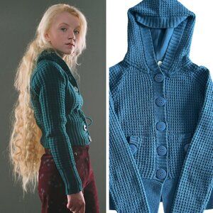 H&M Blue Wool Blend Hooded Cardigan ALT Luna Lovegood